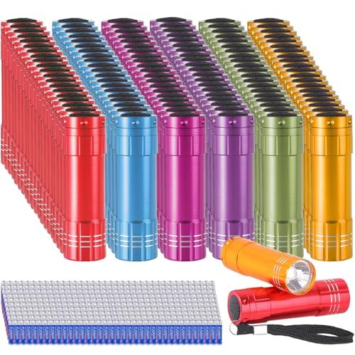 KunHe 120 Pack Small Mini Cheap Flashlight for Kids Bulk with Batteries Aluminum Bulk Flashlights for Camping Essentials Emergency Power Outage Gift to Operation Christmas Child Items Bulk Gift