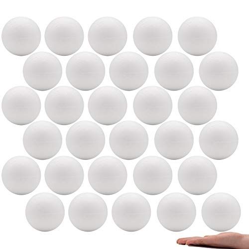 Crafare 3 Inch White Craft Foam Balls Bulk 40 Pack Smooth Polystyrene Round Foam Balls for Holiday Crafts Drawing and School Modeling DIY Projects Ornaments Decorations