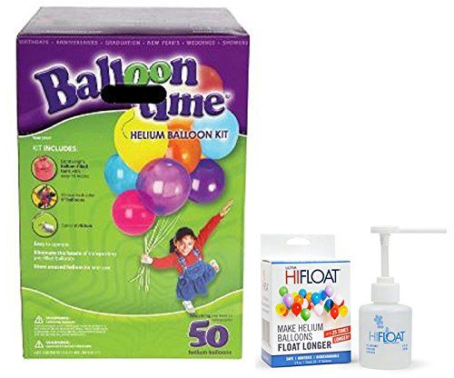 BLUE RIBBON Balloon Time Disposable Helium Kit,Tank 14.9 cu.ft - Plus an Ultra Hi-Float - 50 Balloons and Ribbon Included