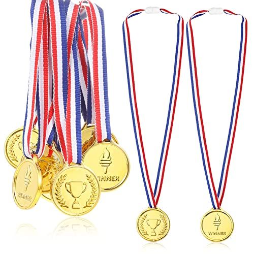Caydo 100 Pieces Gold Medals for Kids Medals for Awards Plastic Winner Award Medals for Kids