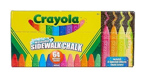 Crayola Ultimate Washable Chalk Collection (64ct), Bulk Outdoor Sidewalk Chalk for Kids, Anti-Roll Sticks, Recess Toys for Kids, Back to School Gifts
