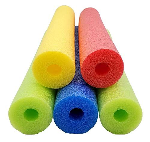 Pool Noodles, Fix Find 5 Pack of 52 Inch Hollow Foam Pool Swim Noodles, Bright Multi-Colored Foam Noodles for Swimming, Floating and Craft Projects Wholesale Pricing Bulk Pack, Made in The USA