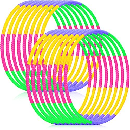 Vinsot 8 Pieces Toy Hoop Detachable Plastic Hoops Exercise Equipment Toy Adjustable Rings for Sports Playing Party Game Dance Pet Training