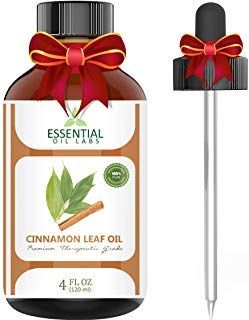 Cinnamon Leaf Oil - 100% Pure and Natural - 4 Oz. with Glass Dropper - Therapeutic Grade - Excellent for Aromatherapy, Skin and Hair Care, Massage by Essential Oil Labs