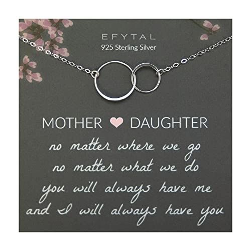 EFYTAL Mother Daughter Necklace, Mom Necklace for Women, Gifts for Mom from Daughter, Daughter Jewelry