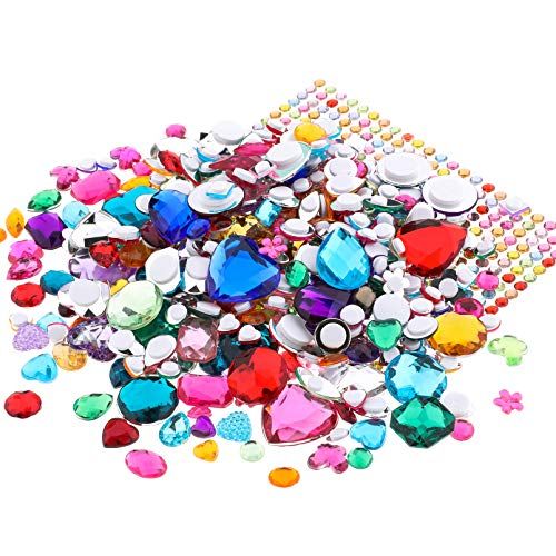 Richness Crystal Stickers Self Adhesive Jewels Kids DIY Gem Stickers Various of Sizes Shapes and Colors (300+300pcs)